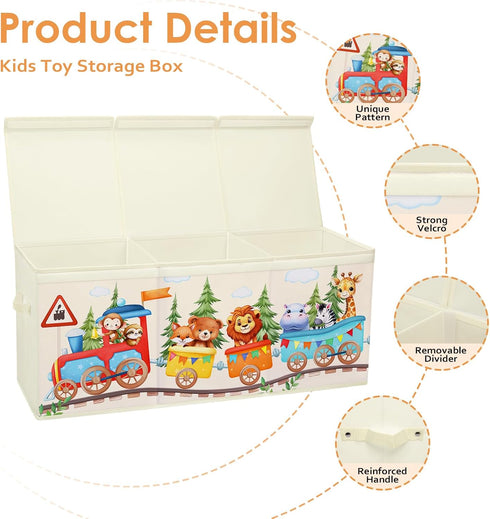37.712.515.7'' Large Toy Box Chest Organizer with Flip Lid for Kids, Collapsible Oxford Toy Storage Box with Handles