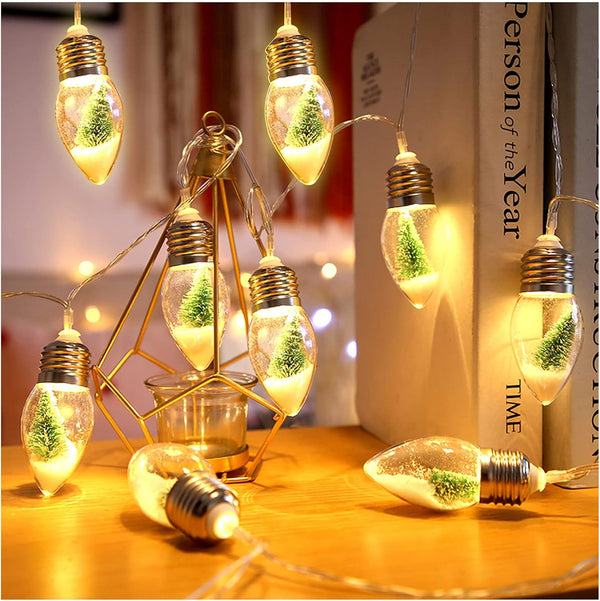 HFXXAD Christmas Tree Snow Globe String Lights, 10 LED Clear Bulbs Christmas Tree