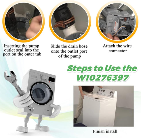 ?2024 Updated?W10276397 Washer Drain Pump by Techecook, Fits Kenmore, Whirlpool, Maytag Washing Machines