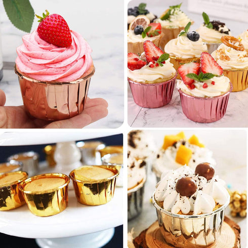 Foil Cupcake Liners with Lids 100Pack, 3.5Oz Mini Muffin Liners, Disposable Baking Tins for Individual Bakery