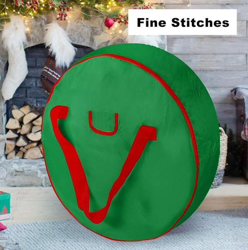 30" Christmas Wreath Storage Container Bag - Heavy Duty Ornament Wreath Container with Reinforced Handle and Double
