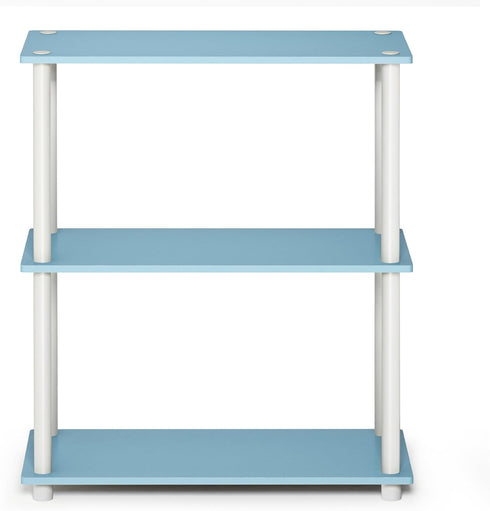 Furinno Turn-N-Tube 3-Tier Compact Shelf Display Rack, Light Blue/White