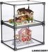 LANSCOERY Shoe Storage Box, Stackable Clear Acrylic Foldable Shoe Organizer with Magnetic Side Opening Door for