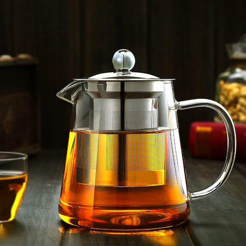 Glass Teapot with Removable Stainless Steel Infuser, Borosilicate Glass Tea Pot for Blooming and Loose Leaf Tea