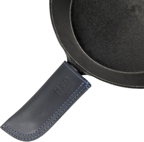Hide & Drink Full Grain Leather Hot Handle, Cast Iron Protector, Panhandle Potholder, Handmade, Slate Blue