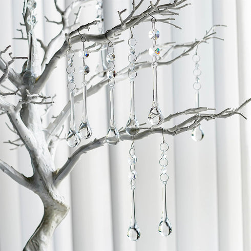 10pcs 5.3" H&D Crystal Raindrop with Octagon Beads Chandelier Prisms Pendants Lamp Curtain DIY Suncatcher Parts (Clear)