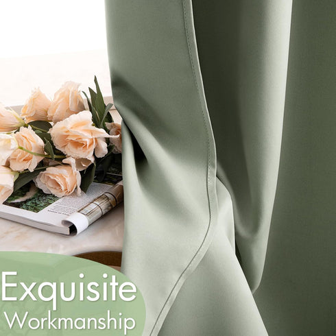 MIULEE Blackout Curtains Set of 2, 52 x 90 Inches, Sage Green, Thermal Insulated Room Darkening Drapery for Bedroom