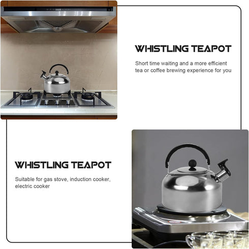 Amosfun 2L Whistling Tea Kettle, 7.8 Inch Stainless Steel Stove Top Teapot with Ergonomic Handle, Milk Warmer