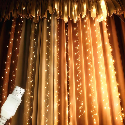 300Led 10x10ft Honche Fairy Curtain String Lights with Remote Window Lights for Bedroom Wedding Party Festive Season