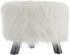 Linon Flokati Foot Stool, 16-Inch, White, 16"W x 16"D x 12.6"H
