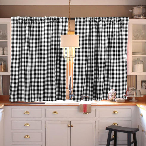 Buffalo Check Curtains, Blackout Buffalo Plaid Curtains for Living Room, 36x36inch, 2 Pack (Black White)