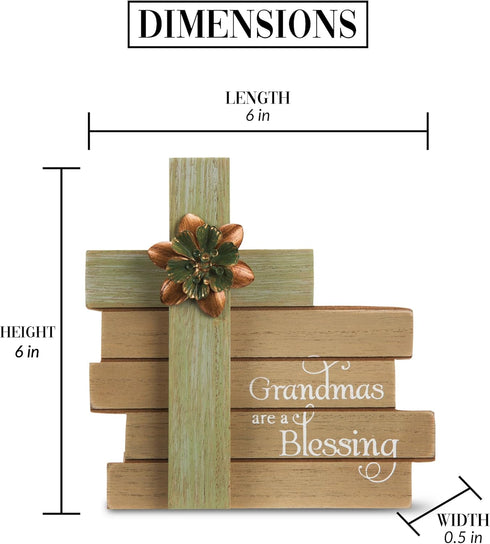 Pavilion Gift Company Simple Spirits Cross Plaque, Grandmas are A Blessing, 6 Inch, Solid Green