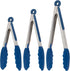 Silicone Kitchen Tongs Set of 3, Heat Resistant Locking Tongs for Cooking, Salad Tongs, Blue Utensils