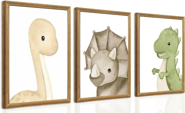 arfitest Cute Dinosaur Wall Art Set Watercolor Style Wall Decor for Kids Room,