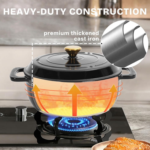 Bonnlo 500 5 Round Dutch Oven, Enameled Cast Iron Dutch Oven Pot with Lid & Dual Handles, Oven Safe Up to F