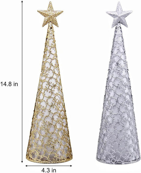 Juegoal Lighted Christmas Table Decorations with Star and 10 LED Lights, Indoor Xmas Holiday Tabletop Ornament Set