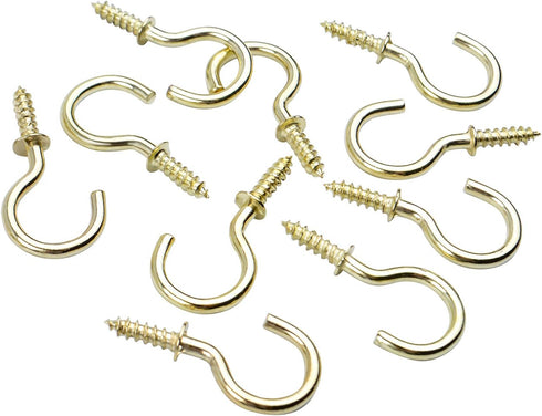 Aylifu 100 Pieces Ceiling Screw Hooks, 3/4 Inch Cup Hooks for Hanging Plants, Gold Screw-in Hooks