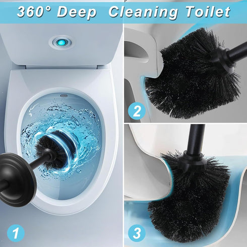 Set,304 Black Toilet Brush and Holder Stainless Steel Toilet Bowl Brush and Holder for Bathroom,Heavy Duty Toilet