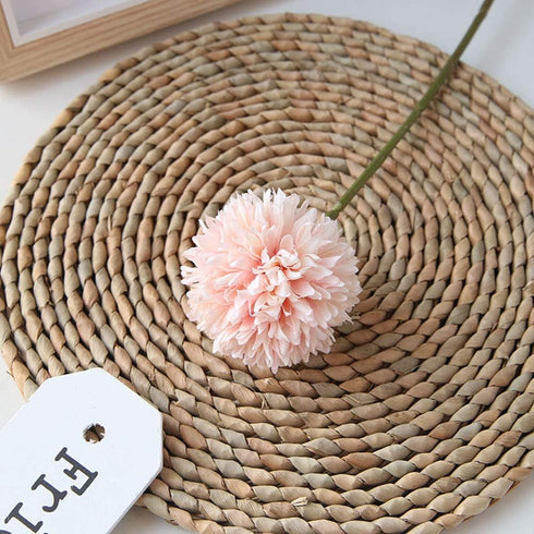 Artificial Chrysanthemum Ball Flowers Bouquet 10pcs Champagne for Home Office Parties and Wedding