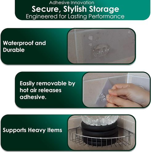 2 6 1/2" Shower Caddy Adhesive Replacement Sticker, Shower Adhesive Strip Adhesive Hook Bathroom Storage Shelf