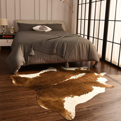 4.6 5.2ft, BENRON Premium Faux Cowhide Rug, Cow Print, Rustic Western Rugs for Living Room Bedroom, Irregular Animal