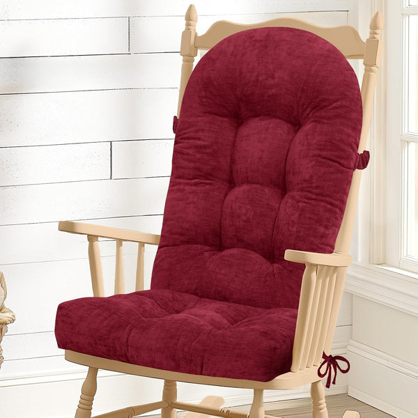 Rocking Chair Cushion - Chenille Fabric, High-Density Sponge, Durable Comfort Double-Sided Tufted