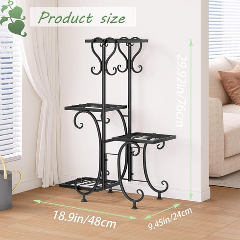 4Tier 4 INGIORDAR Plant Stand Indoor Outdoor Shelf Metal Holder Pot Rack Multiple Plants Stand Tall Flower Shelf Corner