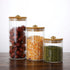 Glass Coffee Nuts Canister, Airtight Storage Jar with Bamboo Lids for Home Kitchen Storing Candy & Spices