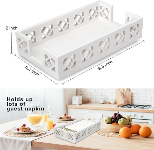 White Wooden Guest Paper Towel Holder for Bathroom Napkin Holders Disposable Hand Guest Towels Tray Flat Wood Napkins