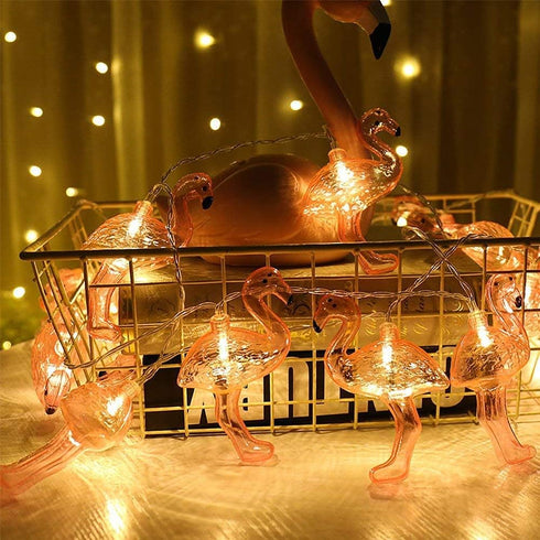 DomeStar 10Ft Pink Flamingo String Lights, LED Battery Operated Fairy Lights for Outdoor Patio Decor