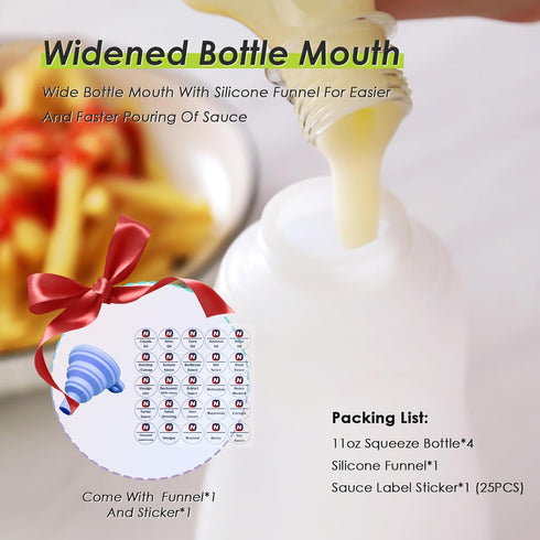 Nacxbwer Condiment Squeeze Bottles for Ketchup Hot Sauce Liquids Oil with Caps for Condensed Milk and Mustard Salad