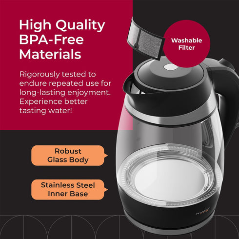 Mueller Living Electric Kettle, 1500W SpeedBoil Tea Kettle for Boiling Water, 1.8L Cordless with LED Light,