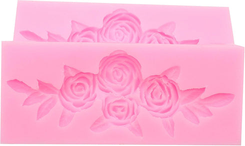 2 Pieces Four Roses Candy Silicone Mold - Fondant Chocolate Molds for Cake Topper Decor and Desserts