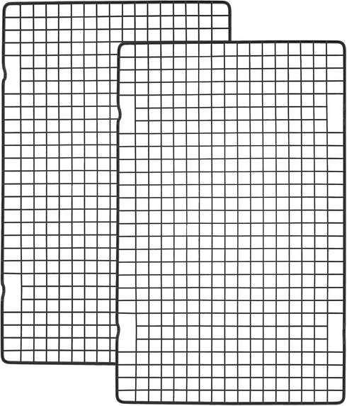 Tebery 2 Pack Heavy-Duty Black Wire Cooking Rack, Nonstick Baking & Cooling Grid for Roasting, Grilling - 16" x 10"
