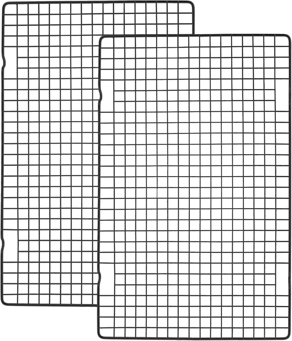 Tebery 2 Pack Heavy-Duty Black Wire Cooking Rack, Nonstick Baking & Cooling Grid for Roasting, Grilling - 16" x 10"