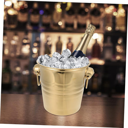NOLITOY 1pc Insulated Ice Bucket Cooler Bag with Lids, Round Metal Drink Tub for Bar Accessories & Gatherings