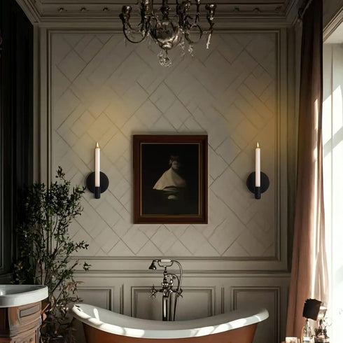 Set 2 0.82 Inch Matte Black Wall Sconce Candle Holders of for Taper Candles, Minimalist Metal Wall Mounted Candlestick