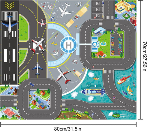 Kids Carpet Playmat Rug, Multi Color City Life Educational Road Traffic Carpet for Indoor Outdoor Play
