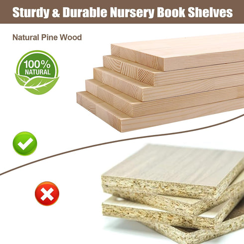 icnjdMopclean 24Inches-Floating 2 Pack, Nursery Book Shelves Shelves for Bedroom Kids, Scalloped Shelves for Wall