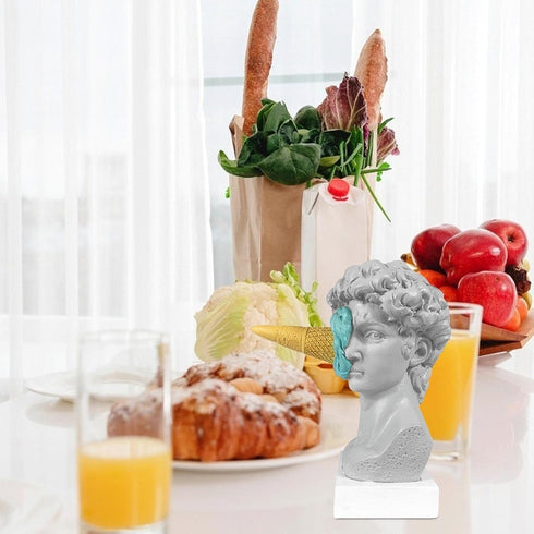 JTZXJJX 6.3 Inch Ice Cream David Head Resin Sculpture Statue for Living Room, Office, Bookshelf, Coffee Table