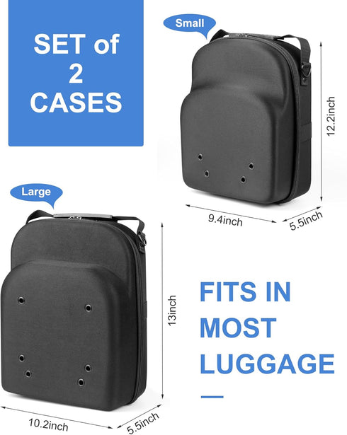 Set of 2 Hard Hat Travel Cases for Baseball Caps, Hat Storage Organizer with Handle, Protects up to 10 Hats