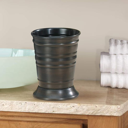 nu steel Bogart Metal Tumbler, Makeup Brush Holder and Toothbrush Cup for Bathroom, Countertop, Desk, Dorm, College, and Vanity-Oil Rubbed Bronze, 3.5 x 3.5 x 4.5 by nu steel