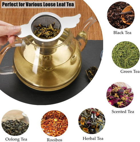 2 Pack Tea Infusers Strainers with Lid/Drip Tray for Loose Leaf Tea, 304 Stainless Steel Tea Filter