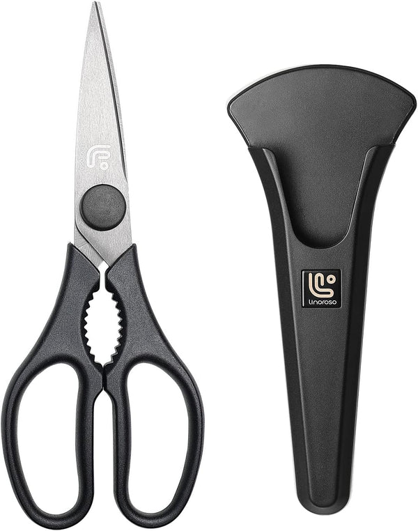 Linoroso Kitchen Shears Heavy Duty with Magnetic Holder, Dishwasher Safe All Purpose Scissors Made with Japanese Steel