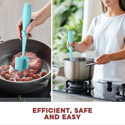 Premium Meat Chopper - Hamburger Chopper, Heat Resistant Masher for Ground Beef, Ground Turkey, Nylon Tool and Meat Fork