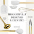 Set 7-Piece White Silicone and Gold Cooking Utensils with Gold Utensil Holder - Silicone Cooking Tools - Ideal