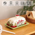 Ceramic Mushroom Butter Dish with Lid for Countertop, Large Covered Butter Tray (White & Red Mushroom)