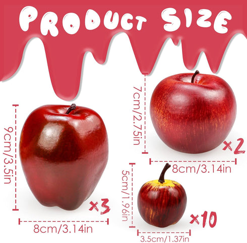 15 (5pcs Red+10pcs Pcs Artificial Apples, Fake Red Apples Fruits Simulation Realistic Fake Apple Prop Decorative Dining