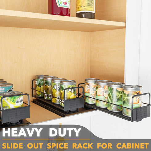 7.7" x10.8 x4 2 1-Tier SpaceAid Pull Out Spice Rack Organizer for Cabinet, Heavy Duty Slide Out Seasoning Kitchen