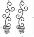 Set 2, 2 Lilys Home Deco Swirl Wall Sconce Tea Light Candle Holders, Steel, Black, of with Clear Glass Tealight Candle